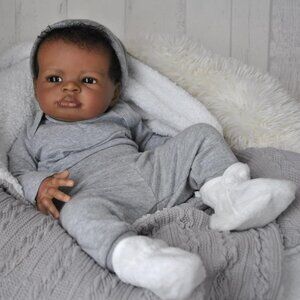 20Inch Dark Brown Newborn Baby Dolls African American Reborn Toddler Girl Doll